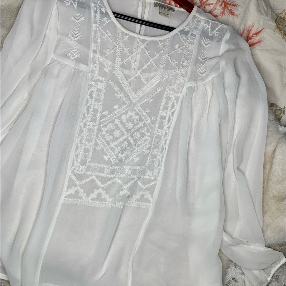 Lucky Brand, sheer blouse, medium, cream